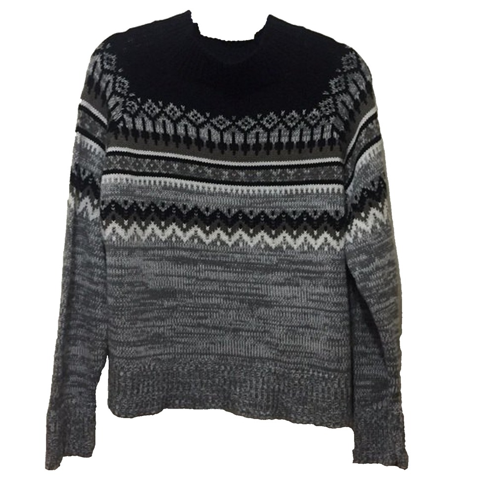 Classic Preppy Pullover Sweater by Abound Black Grey Women's Sz M